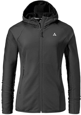 Schöffel Damen Fleece Hoody Style Cascata WMS, Fleecejacke mit Kapuze aus 2-Wege-Stretch, wärmende Outdoorjacke mit 2 Außentaschen, black, 36
