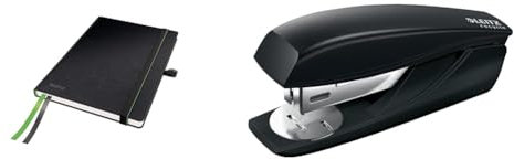 Leitz Set Complete Qualitäts-Notizbuch A5 kariert, 160 Seiten, 80 Blatt, Hardcover, 100 g/m² Papier NeXXt Recycle Tacker, Für 25 Blatt, inkl. 200 Heftklammern, 44770095 + 56060095