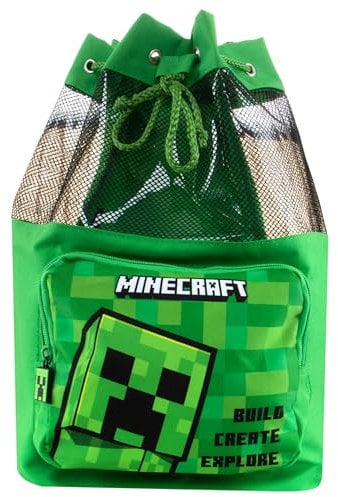 Minecraft Swimbag | Sacs à Dos pour Enfant | Creeper Sac de Natation Garçons | Vert