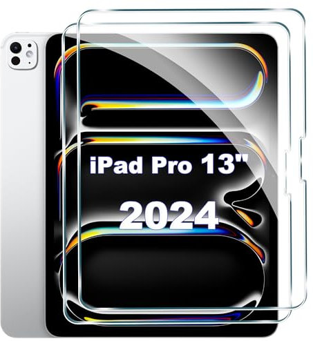 Tieeyivv Verre Trempé Compatible avec iPad Pro 13“ 2024 Protection écran, Sans Bulles d'air Ultra Résistant HD Transparent Dureté 9H Glass