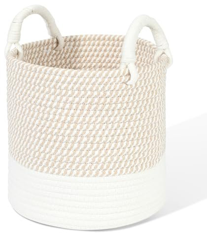 HDRNT Panier de rangement en corde de coton tressé, panier de rangement empilable, panier de rangement pour chambre d'enfant, salon, salle de bain 25 x 25 cm