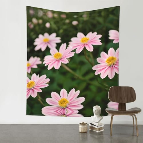 LXqlSS Tapiz de flores de oro rosa y blanco para colgar en la pared, pintura al óleo, decoración del hogar, tapices de pared, 60 x 51 pulgadas, multicolor
