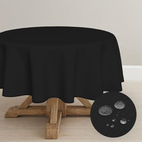 Artoid Mode Schwarz Tischdecke Rund 140 cm, Saisonnal Halloween Wasserabweisend Fleckschutz Tischwäsche Küche Dekoration Urlaub Party Dekor