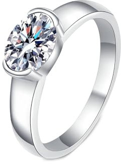 Gualiy 14 Karat Gold Damen Ring, Weißgold Damenringe Hochzeit Solitär Ring mit Oval Labor Diamant 1.5ct Ringe Größe 56