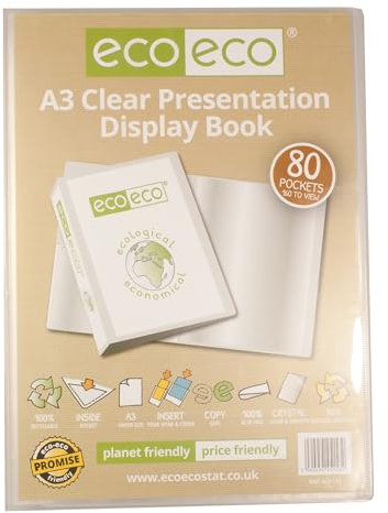eco-eco Porte-vues transparent format A3 50% recyclé avec 80 pochettes en plastique, eco153