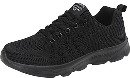 Zapatillas de Deporte para Mujer, Novedad de Verano, patrón de, Malla de Color sólido Simple, Transpirable, cómoda, con Cordones, Zapatos Antideslizantes con cojín Botines Primavera Mujer (Black, 39)