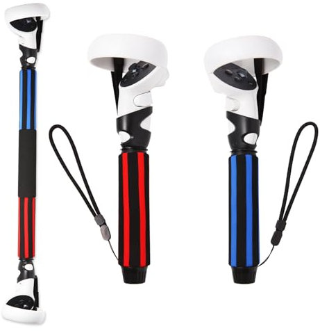 VR Game Handle Attachments for Quest 2,VR Handles Extension Grips and Gorilla Tag Long Arm Handle Extenders for Oculus Quest 2(Striped Style)