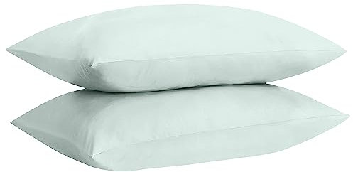 HOME ACE Non Iron Percale Standard Pillowcases 2 Pack Duck Egg, 180 Thread Count 100% Poly Cotton Housewife Pillow Cases 50 x 75CM
