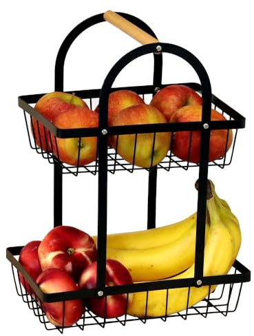 DECCARO Obstkorb Etagere, 2-stöckig, schwarz, klein
