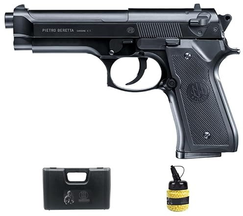 Beretta M92FS ASM Feder (6 mm) | Airsoft-Pistole Kaliber 6 mm + Flasche + Koffer. Airsoft-Einsteigerpistole (Leistung: 0,5 Joule)