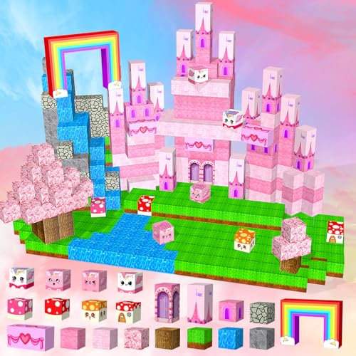 NlsqEU Magnetische Bausteine 120 Teile, Magnetbausteine Sensorik Spielzeug, Magnet Bausteine Magnetic Building Blocks Magnetische Bauwelt Einhorn Spielzeug Einhorn Geschenke für Kinder