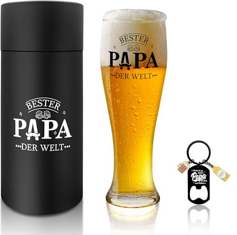 Cdithy Weizenglas Vatertagsgeschenk Geburtstagsgeschenk für Papa, Bester Papa Geschenke für Vatertag Geburtstag Weihnachten, Bierglas Vatertag Geschenk mit Geschenkbox, Personalisierte Vater Geschenk