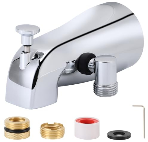 Gugxiom Wannenauslauf, Wannenarmatur mit Umsteller, 1/2 Zoll IPS Innengewinde Badewannenarmatur, Kupfer-Zink-Legierung Heavy Duty Metall Universal Badewannenauslauf