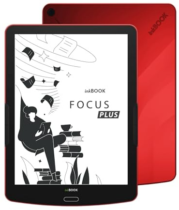 inkBOOK Focus Plus Rot – 7,8 Zoll E-Book Reader mit HD Display, Smartlight & Android | Unterstützt Skoobe, Onleihe, Nextory Apps | 32GB, Hörbücher via Bluetooth, USB-C, Werbefrei