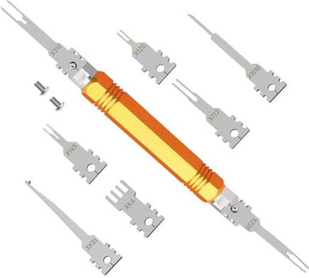 Tdkjfoutr Electrical Pin Removal Tool Kit,Double Tip Replacement Terminal Removal Tool,Suitable for AMP,Metri Pack,Molex Connector