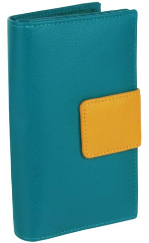 Golunski Leather Ladies Colourful Zip-Around Purse/Wallet - Turquoise/Yellow