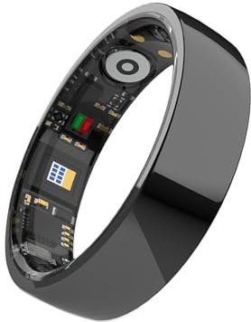 Fockety Smart Ring, Ceramic Health Tracker für Männer Männer, mit Herzfrequenzblut-Sauerstoff-Schlafüberwachung, IP68 Wasserdicht, 4-5 Tage Akkulaufzeit, Fitness-Tracker für IOS (8#)