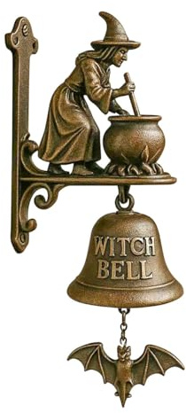 Ausi Sonnette de porte décorative vintage en fonte pour Halloween, décoration d'intérieur ou d'extérieur, idéale pour porche, jardin, porte d'entrée