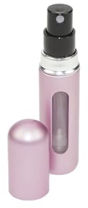 Fantasia Luxus Taschenzerstäuber, Schwarz, Aluminium-Gehäuse, 5ml Kapazität, 80x15mm, Mit Füllautomatik und Sichtfenster, Nachfüllbarer Parfum-Zerstäuber (matt Pink)