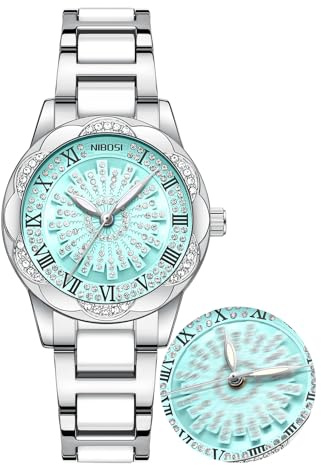 NIBOSI Armbanduhr Damen Analoges Quarz Drehbares Zifferblatt mit Diamanten | 30M Wasserdichte Zierlicher Luxus Modisches elegantes klassisches DamenUhren