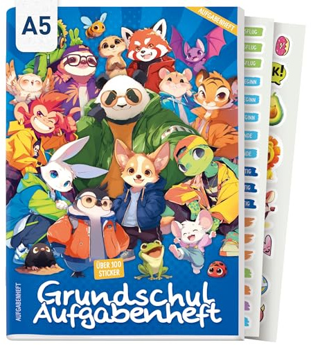 Häfft® Lernfreunde Hausaufgabenheft Grundschule A5 undatiert Rasselbande | Mit Pädagogen entwickelt - Aufgabenheft ohne Datum inkl. Sticker, Stundenpläne, Notenliste, Mitteilungsfelder & mehr