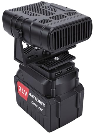 FAUOSWUK Chauffage Portable à Piles, Chauffage Silencieux à 2 Vitesses avec 2 Piles Rechargeables de 3,9 Ah et Deux Ports USB, pour une Utilisation Intérieure et Extérieure en (Prise UE 100-240V)