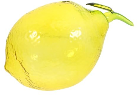 ULTECHNOVO Glass Bud Vase Small Fruit Shaped Decorative Vase Lemon Design Glass Floral Ornament for Home Table Centerpiece