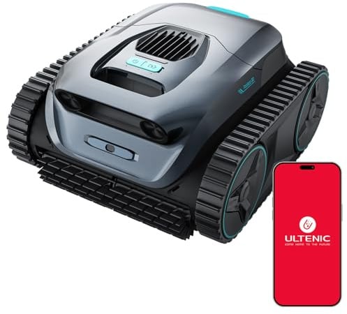 Ultenic Robot Piscina Pareti e Fondo, Linea d'Acqua, Navigazione Intelligente, Robot Piscina Senza Fili, 180Min, Filtrazione Ultrafine, Aspirapolvere per Piscina con App e Aggiornamenti OTA