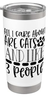 Todo lo que me importa son los gatos y como 3 personas, un divertido amante de los gatos Vaso térmico de acero inoxidable de doble pared
