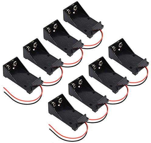 abcGoodefg 8 Pack 9V Battery Holder Plastic Battery Storage Box Case with Lead Wire
