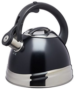 KitchenCraft Le'Xpress Stainless Steel Induction-Safe Whistling Stovetop Kettle, 2.1 Litres (3.5 Pints) - Black