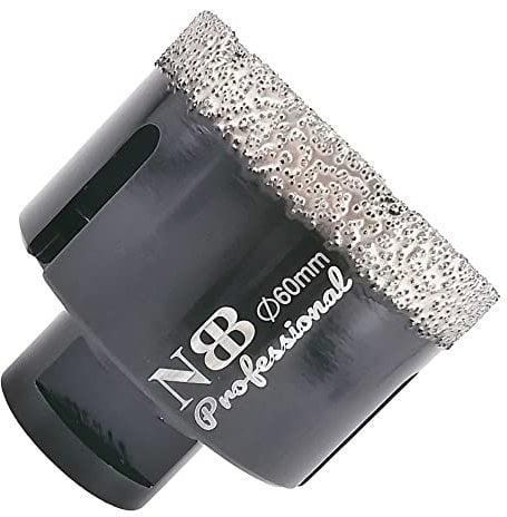 NBB Broca de diamante soldada al vacío con M14, para taladrar en seco y en húmedo profesionalmente en porcelana dura, cerámica, baldosas, granito, mármol, rápida, para Amoladora Angular (Dia.60mm)