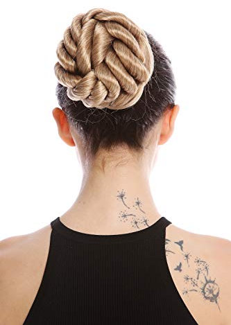 WIG ME UP - N794-27T613 bun hair knot hairpiece elaborately braided large curls corkscrew curls blonde mix