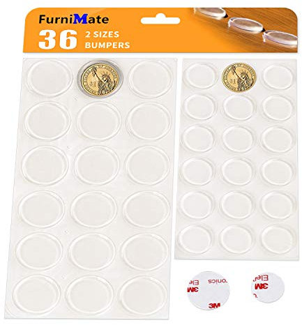 Große Glas-Stoßfänger-Pads, 36 Stück, 31,2 mm + 20,6 mm, transparente Gummi-Stoßstangen, Schneidebrett-Stoßfänger für Glasoberflächen