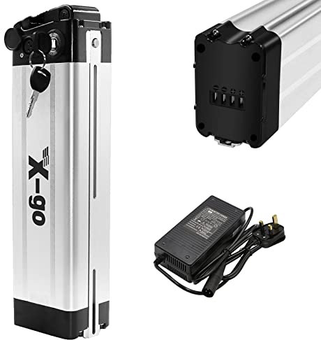 X-go 48V 13AH Ebike Battery, lithium Li-ion Folding Bike Battery Pack for 750W 500W 350W 250W 200W Electric Bicycles Motor with Charger,BMS, Safe Lock and LED Indicator Light (Yinyu, 48V 13AH 4Port)