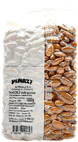 Oltresole, Rohe geschälte Mandeln 1 kg, Gesunder und unverfälschter Snack, Ideal für Gebäck, Ausgewählte Trockenfrüchte in Vakuumverpackung, Quelle von Ballaststoffen, Proteinen und Vitaminen