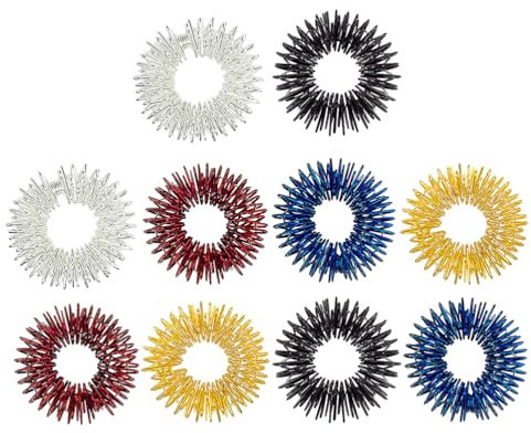 VOSAREA Akupressur Ring 10 er Set Fingerringe Massage Akupressurringe Yin und Yang Finger Anti Stress Ring Akupressur Ringe Finger Massagering Stressring