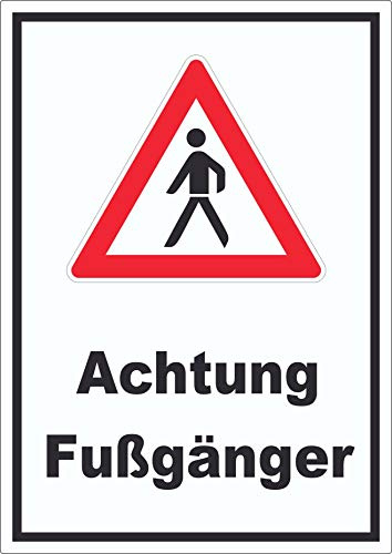 Achtung Fußgänger Aufkleber A4 (210x297mm)