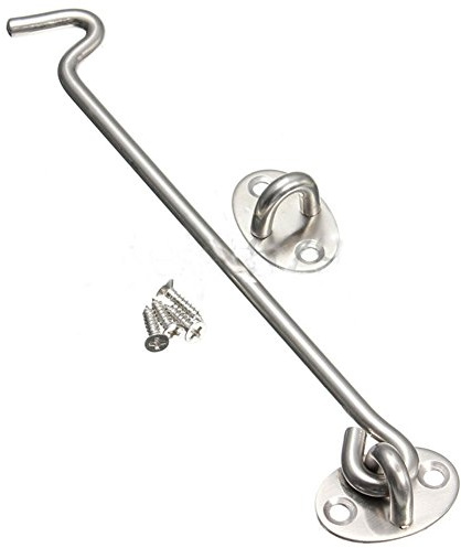 Cast Iron Galvanised/Silver Cabin Hook and Eye Shed Gate Door Latch (L:8inch/195mm)