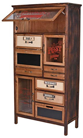 Vitrinenschrank „LOFT Studio“ – Apothekerschrank im Industrial Design | Holz & Metall | 4 Schubladen & 4 Türen | Patchwork Hochkommode lof091 Palazzo Exklusiv