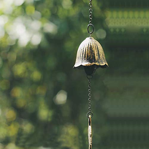 Jsacemxi Japanisches traditionelles kleines Glücksspiel für draußen, Iwachu Gusseisen Segen Tempel Windglocke Gedenk- und Beileidsblatt Windspiel Indoor Garten Glocke Terrasse Balkon (Ahornblatt)