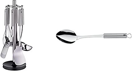 WMF Profi Plus Juego de Cocina con Soporte, Acero Inoxidable Pulido, 42.5 cm + Profi Plus Cuchara de Servir, Acero Inoxidable Pulido