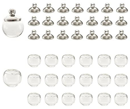 Beadthoven Lot de 20 mini globes en verre 18 mm avec bouchon plaqué platine pour fabrication de bijoux