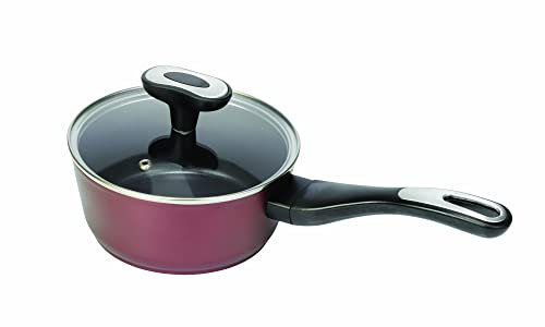 Jata CF916 - Cazo Inducción Antiadherente, Aluminio Forjado, Diámetro 16 cm, Capacidad 1,1 Litros, Apta para Todas Cocinas Incluida Inducción, Libre PFOA, Incluye tapa cristal Temperit