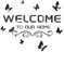 Welcome to Our Home Acrylic Mirror Wall Stickers Sign Letters with Butterfly and Vine, Removable Mirror Wall Decals, Art Murals for Living Room, Door, Porch Decoration (Black)