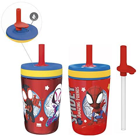 Zak Designs Blue's Clues Kelso Tumbler Set, Leak-Proof Screw-On Lid with Straw, Bundle for Kids Includes Plastic and Stainless Steel Cups with Bonus Sipper, 3pc Set, Non-BPA,15 fl oz