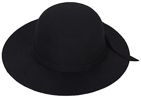 VPbao Bowler Fedora Hut aus Wolle mit breiter Krempe aus Filz für Damen, Schlapphut, Derby, Kirche, Partyhüte, faltbar, Kinder Schwarz, Einheitsgröße