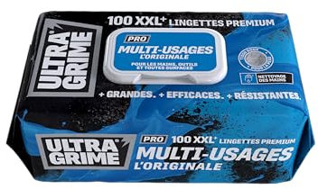 UltraGrime Pro Multi-Usages | Lingettes industrielles pour éliminer les taches de graisse, d'huile, de peinture et d’encre | 100 lingettes humides XXL, 38 cm x 25 cm