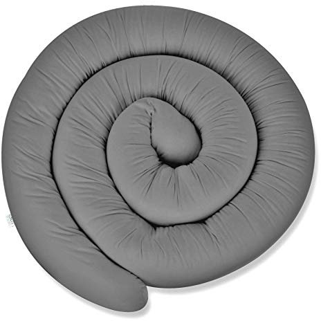 ekm trade XL 155 cm Bettschlange für Allergiker Bettkissen Stillkissen Bettrolle Zierkissen Bettumrandung Schlange Handmade 100% Baumwolle (30 – Grau, 155 cm)