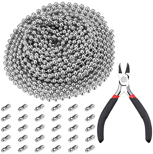 10m Kulkedja Rostfritt StåL LåNga Kulkedjor Rostfritt StåLkedja Kulkedja Halsband PäRlkedja Diameter KulkedjeföRläNgningsset Kommer Med 30 Kulkedjekopplingar Och 1 SmycketåNg FöR GöR-Det-SjäLvhantverk